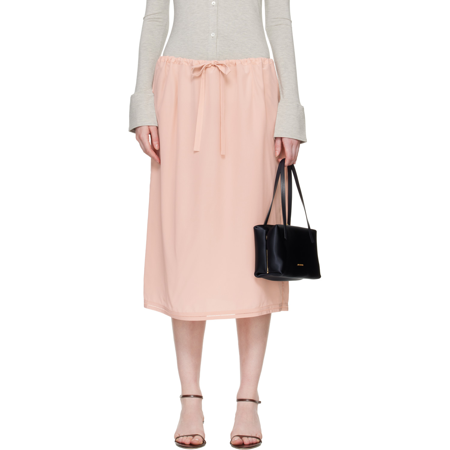 TOTEME Pink Fluid Silk Midi Skirt