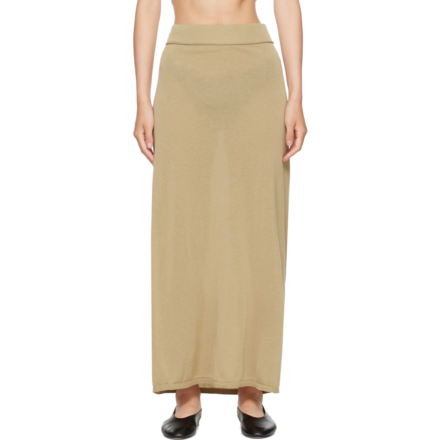 TOTEME Beige Long Knit Maxi Skirt
