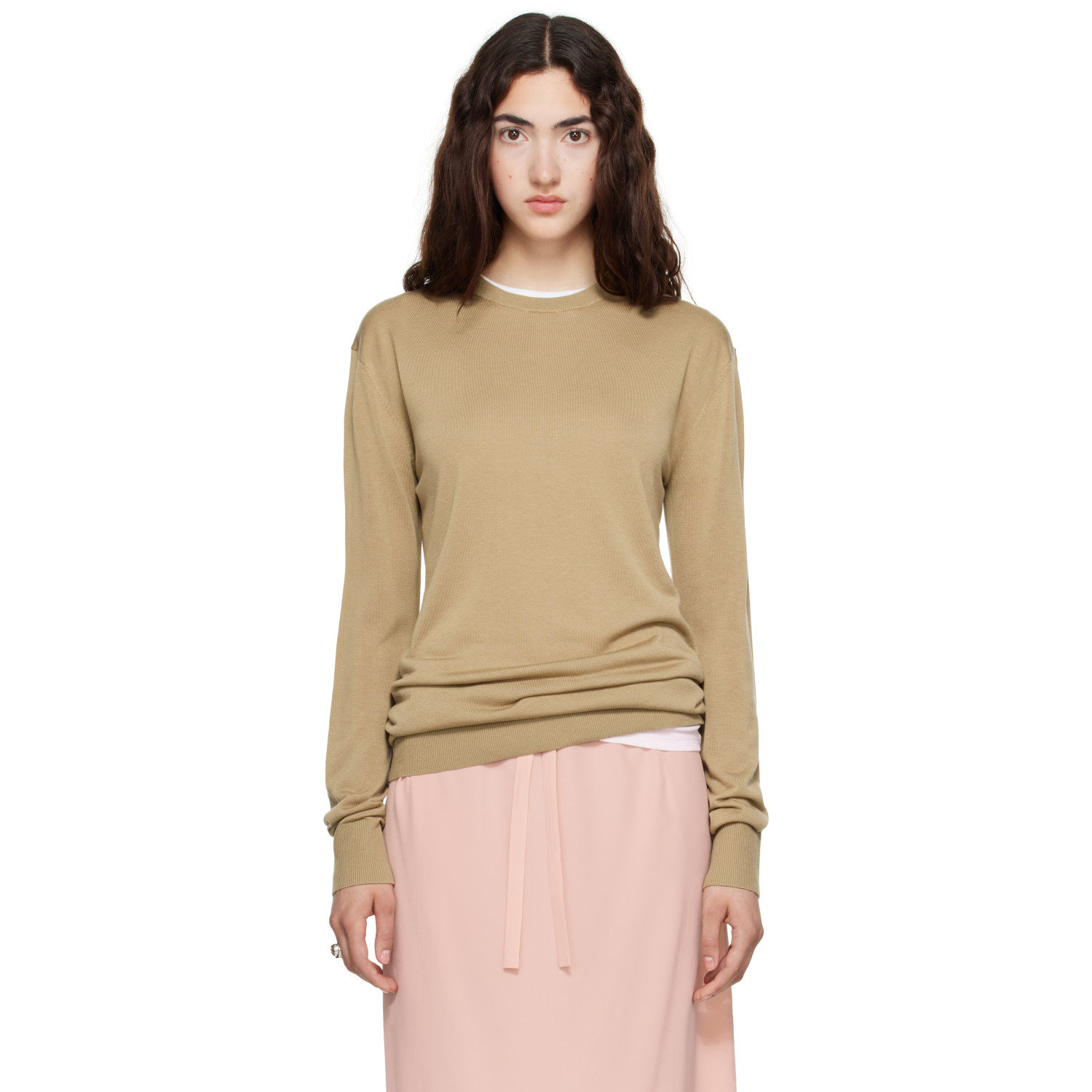 TOTEME Beige Long-Sleeve Knit Sweater