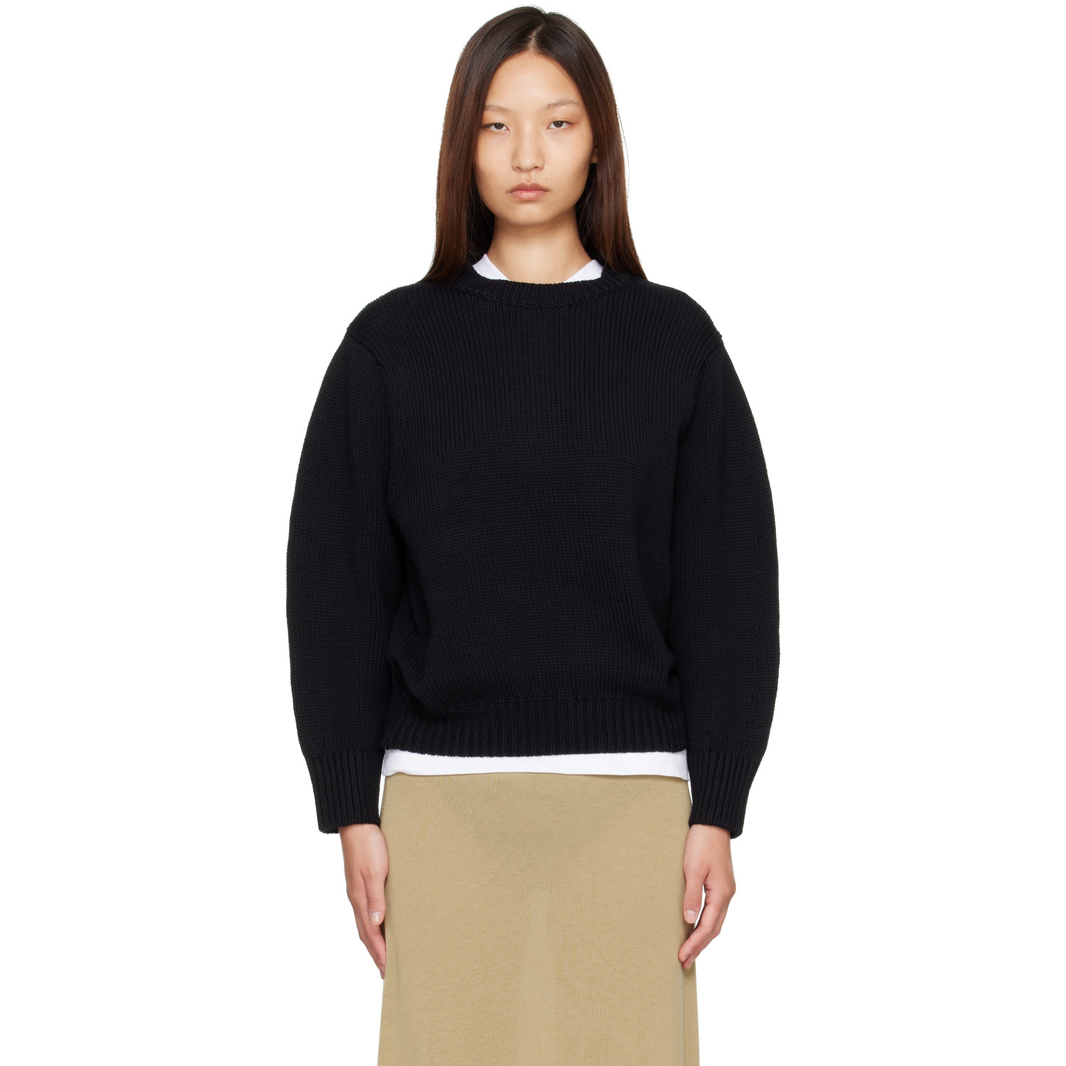TOTEME Black Oversized Crew Knit Sweater