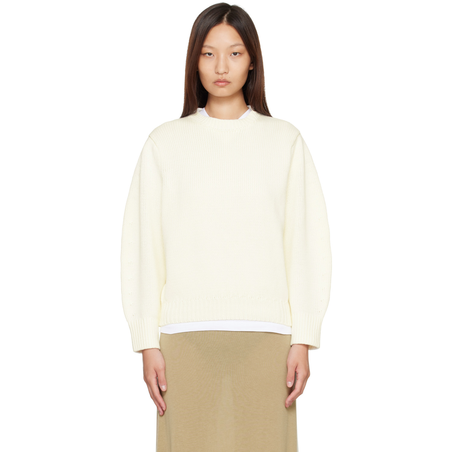 TOTEME Off-White Oversized Crew Knit Sweater