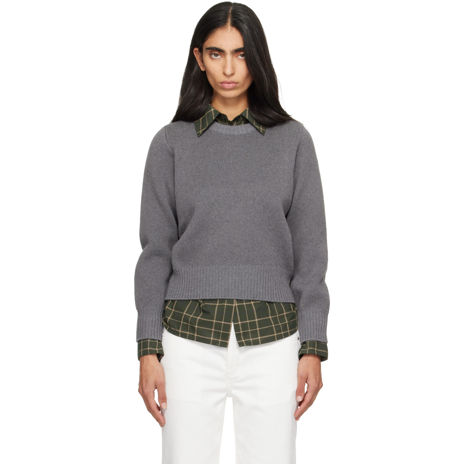 TOTEME Gray Merino Cotton Knit Sweater