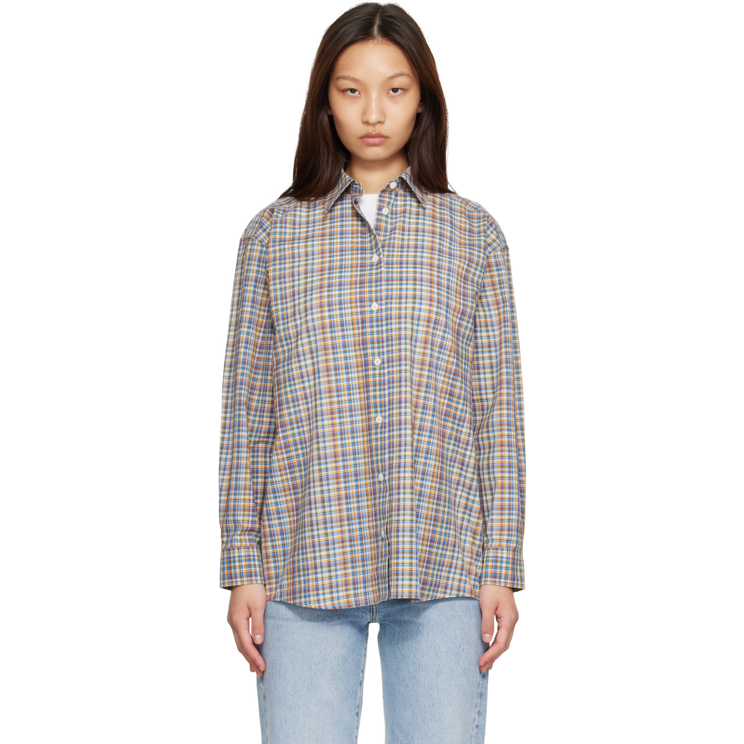 TOTEME Blue & Orange Classic Check Shirt