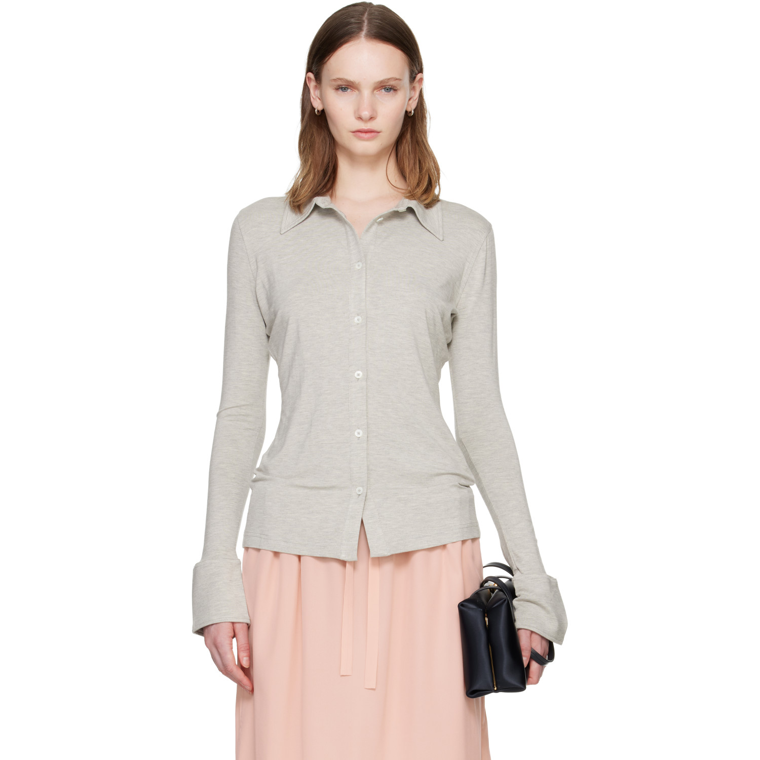 TOTEME Gray Fitted Jersey Shirt