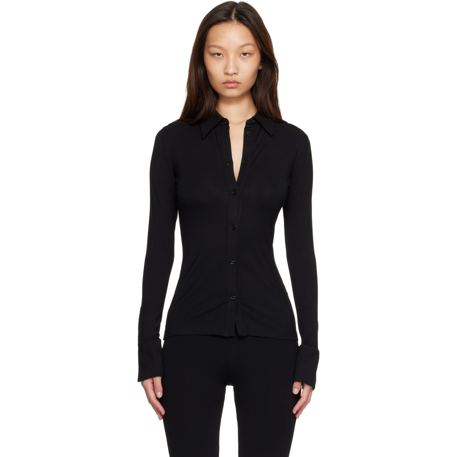 TOTEME Black Fitted Jersey Shirt