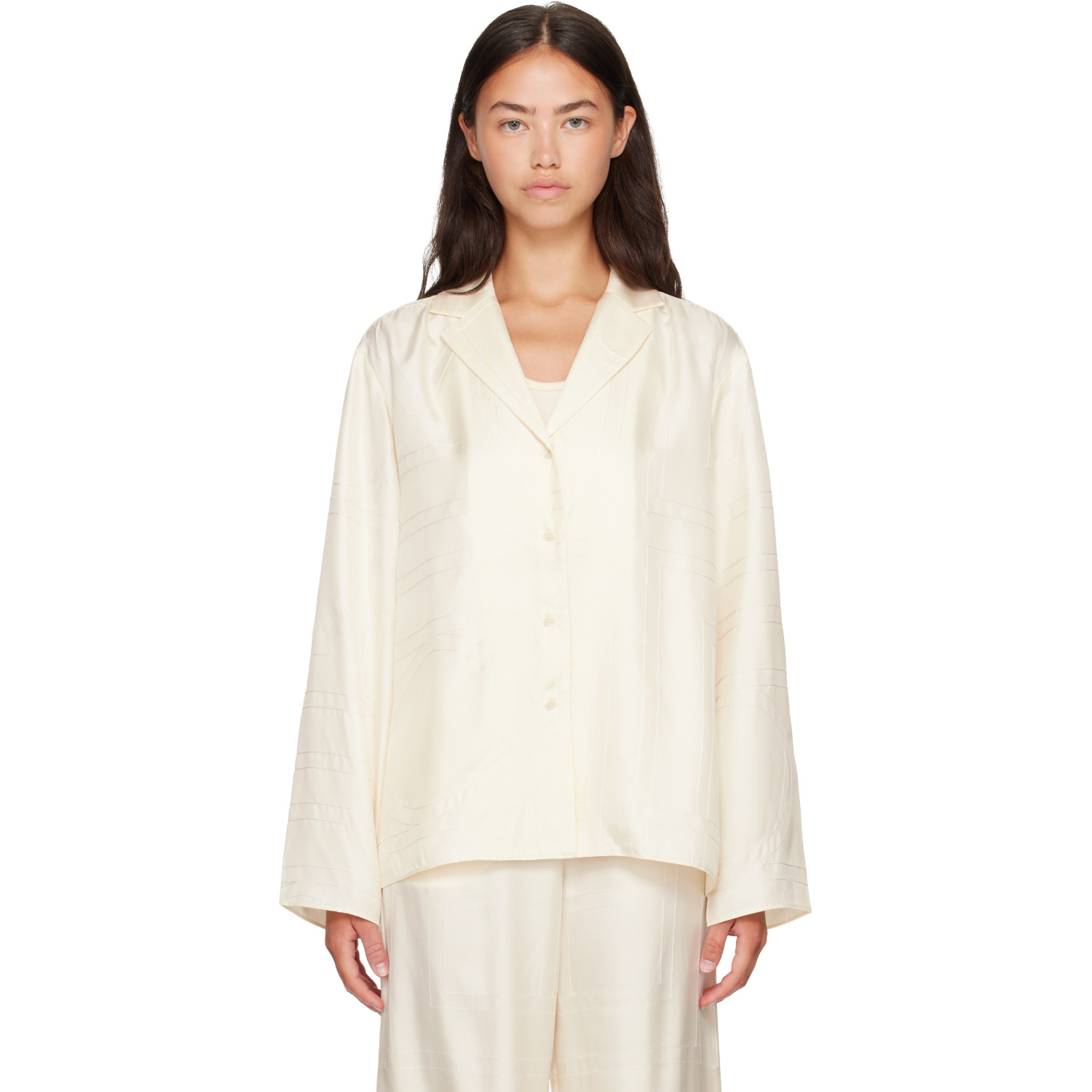 TOTEME Off-White Monogram Silk PJ Shirt