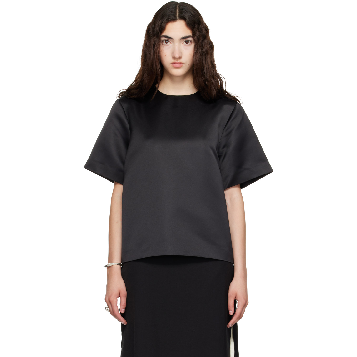 TOTEME Black Duchess Satin T-shirt