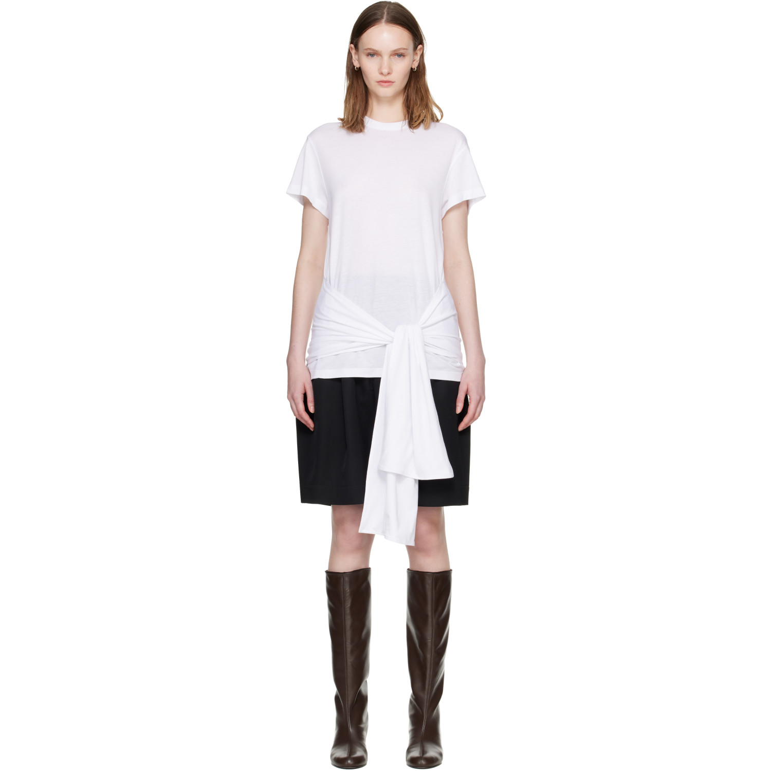TOTEME White Tie-Waist Jersey T-shirt