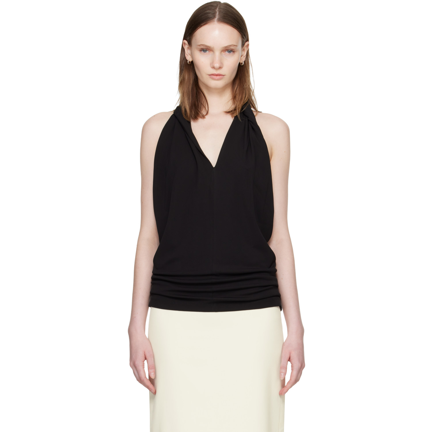 TOTEME Black Twisted Jersey Halter Top