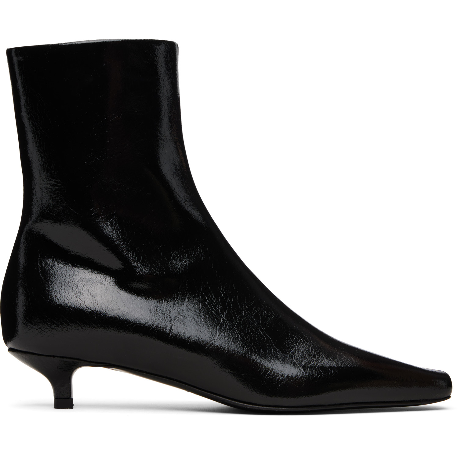 TOTEME Black Slim Naplack Ankle Boots