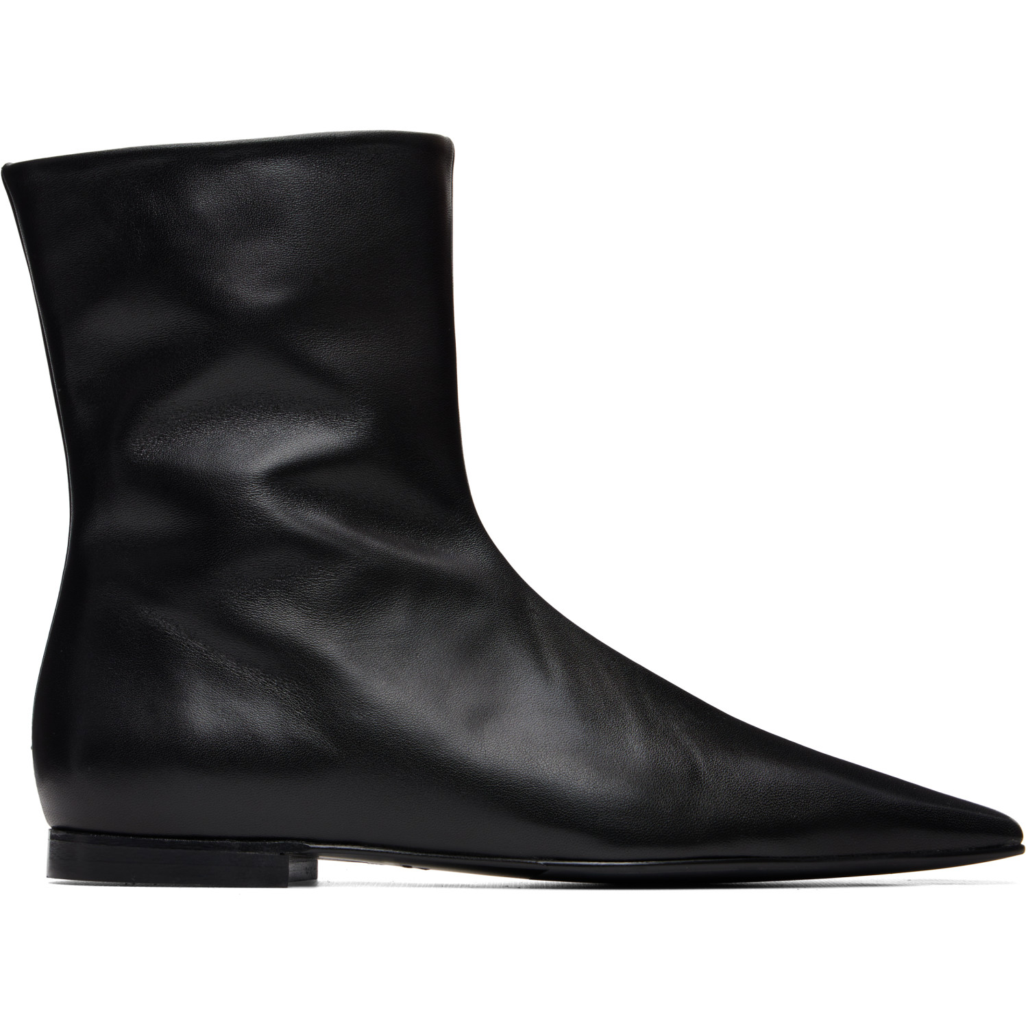 TOTEME Black Zip Leather Chelsea Boots