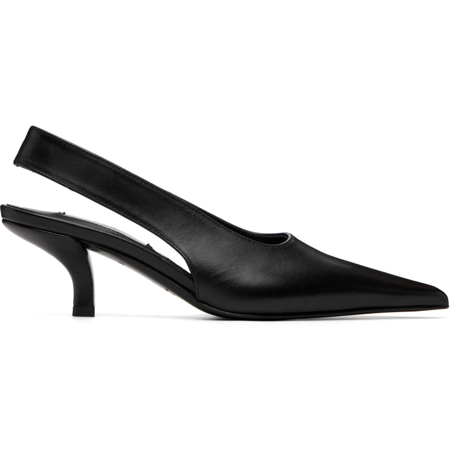TOTEME Black Classic Leather Slingback Heels