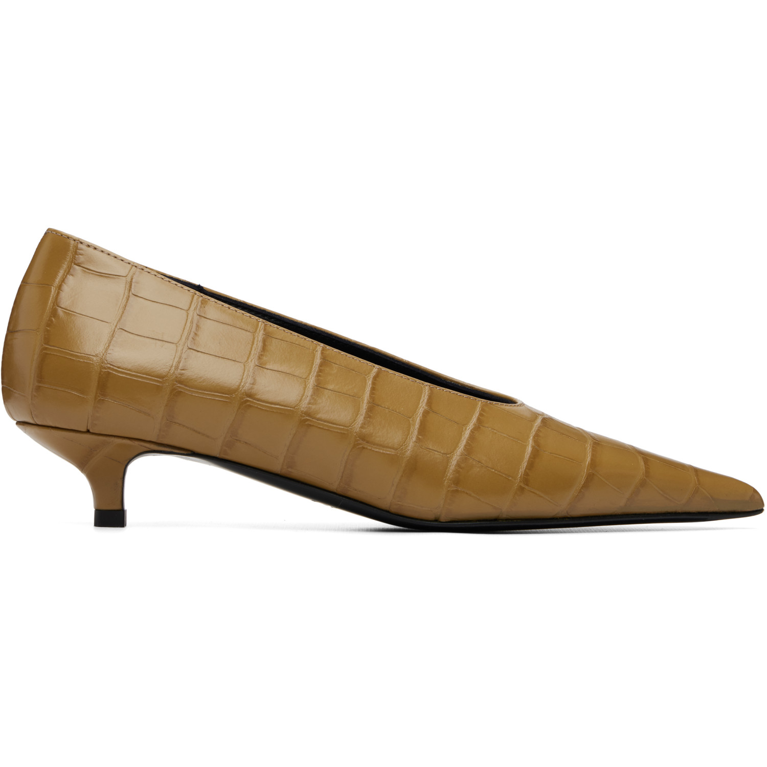 TOTEME Beige Sharp Croco-Embossed Kitten Heels