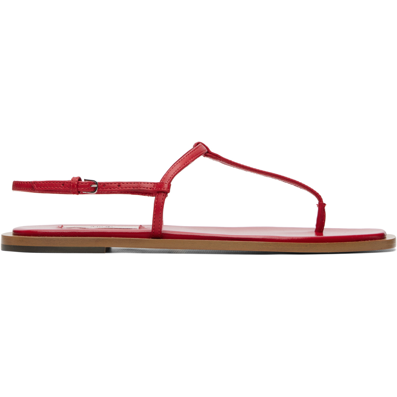 TOTEME Red T-Strap Nappa Sandals