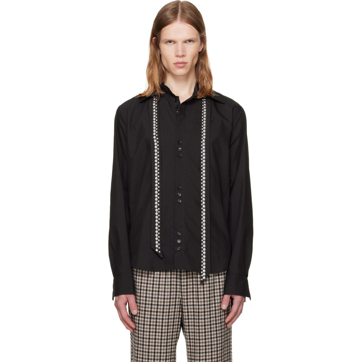 a.v. vattev Black Detachable Collar Scarf Shirt
