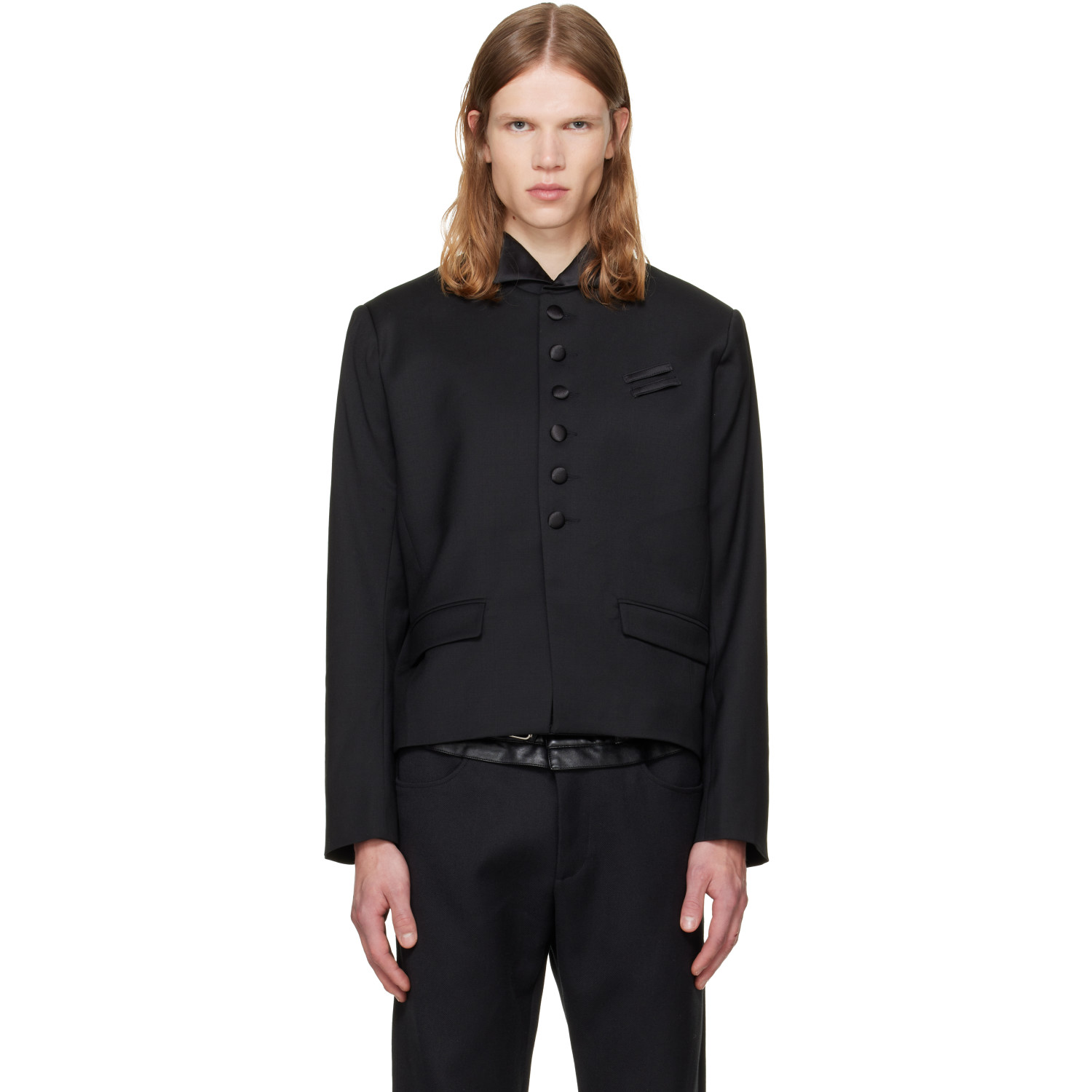 a.v. vattev Black Wing Tip Collar Blazer