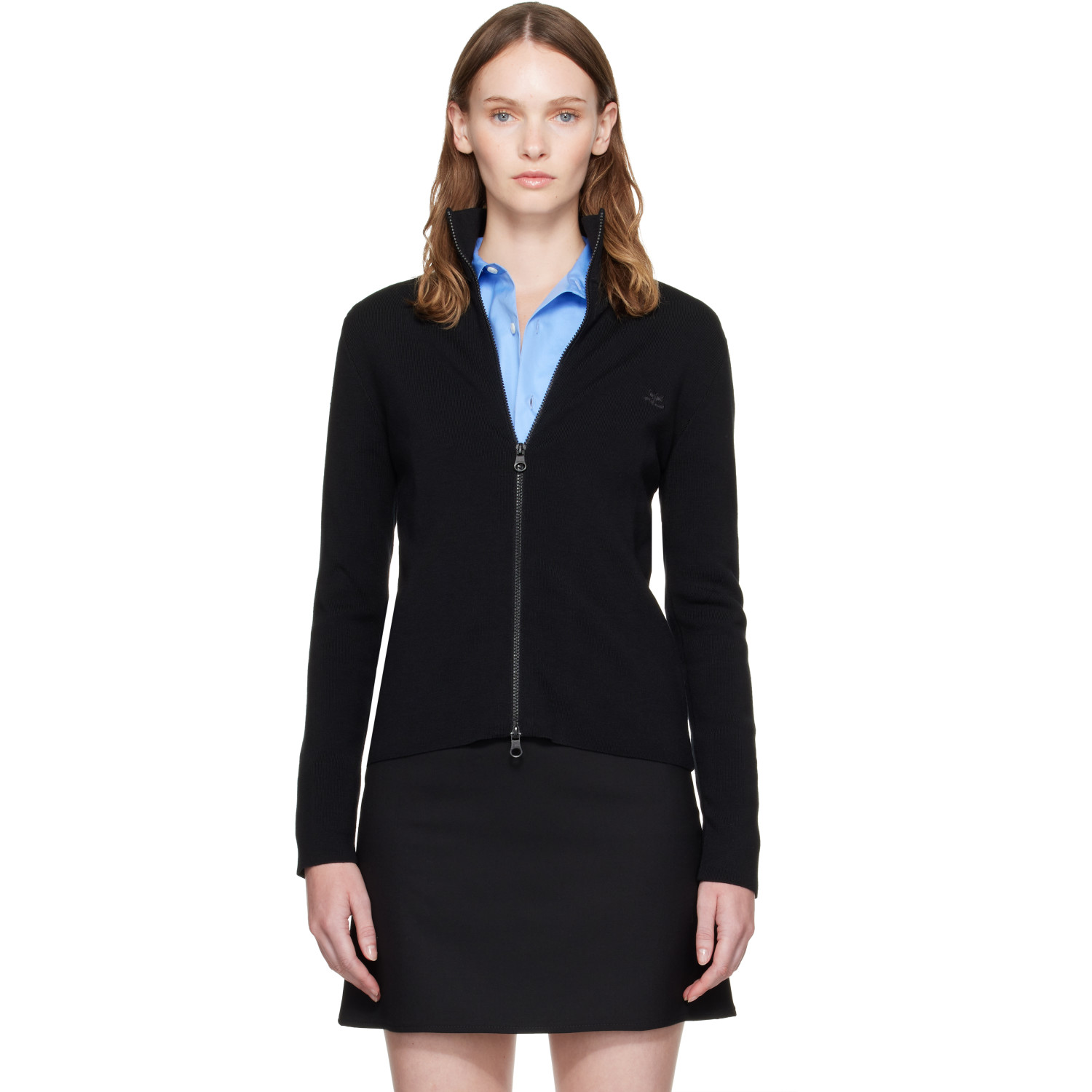 Courrèges Black Zipped Merino Wool Cardigan