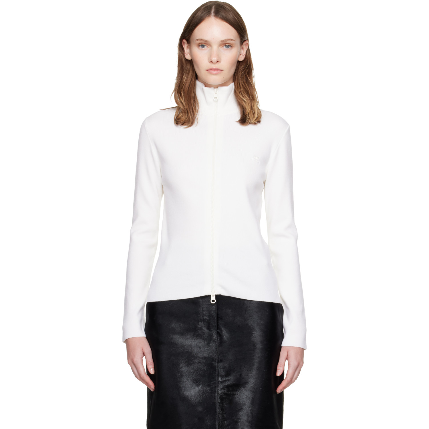 Courrèges White Zipped Merino Wool Cardigan