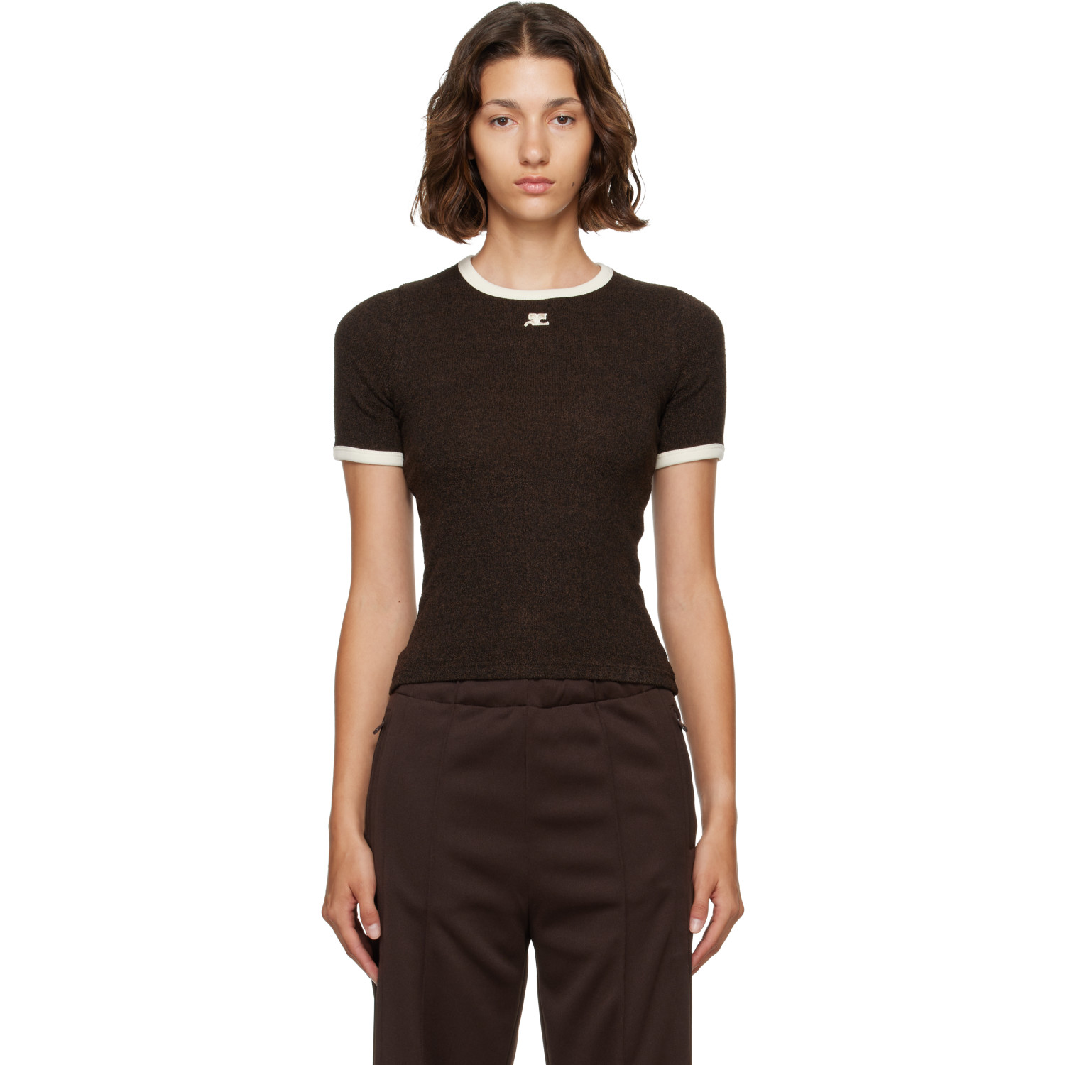 Courrèges Brown Heather Contrast T-shirt
