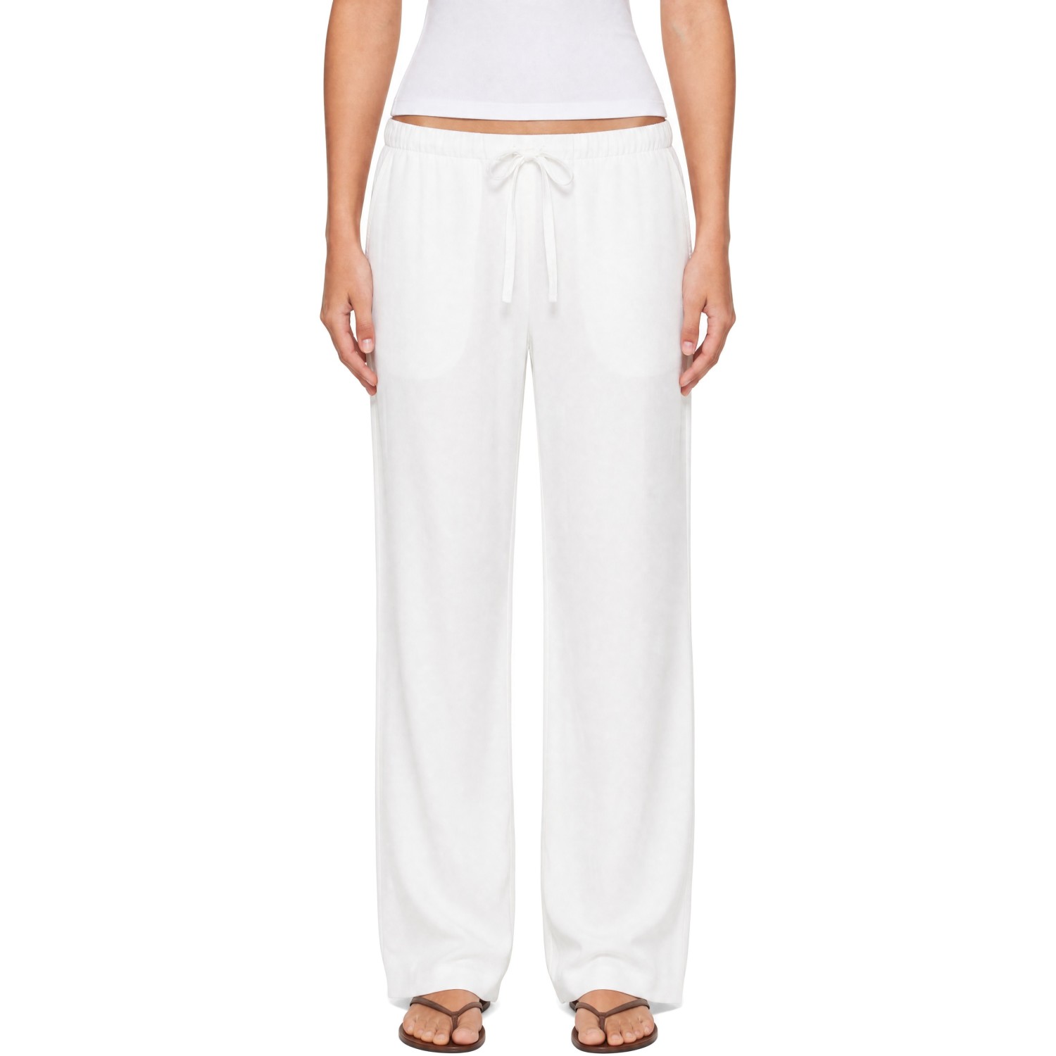 LESET White Daniel Drawstring Pocket Trousers
