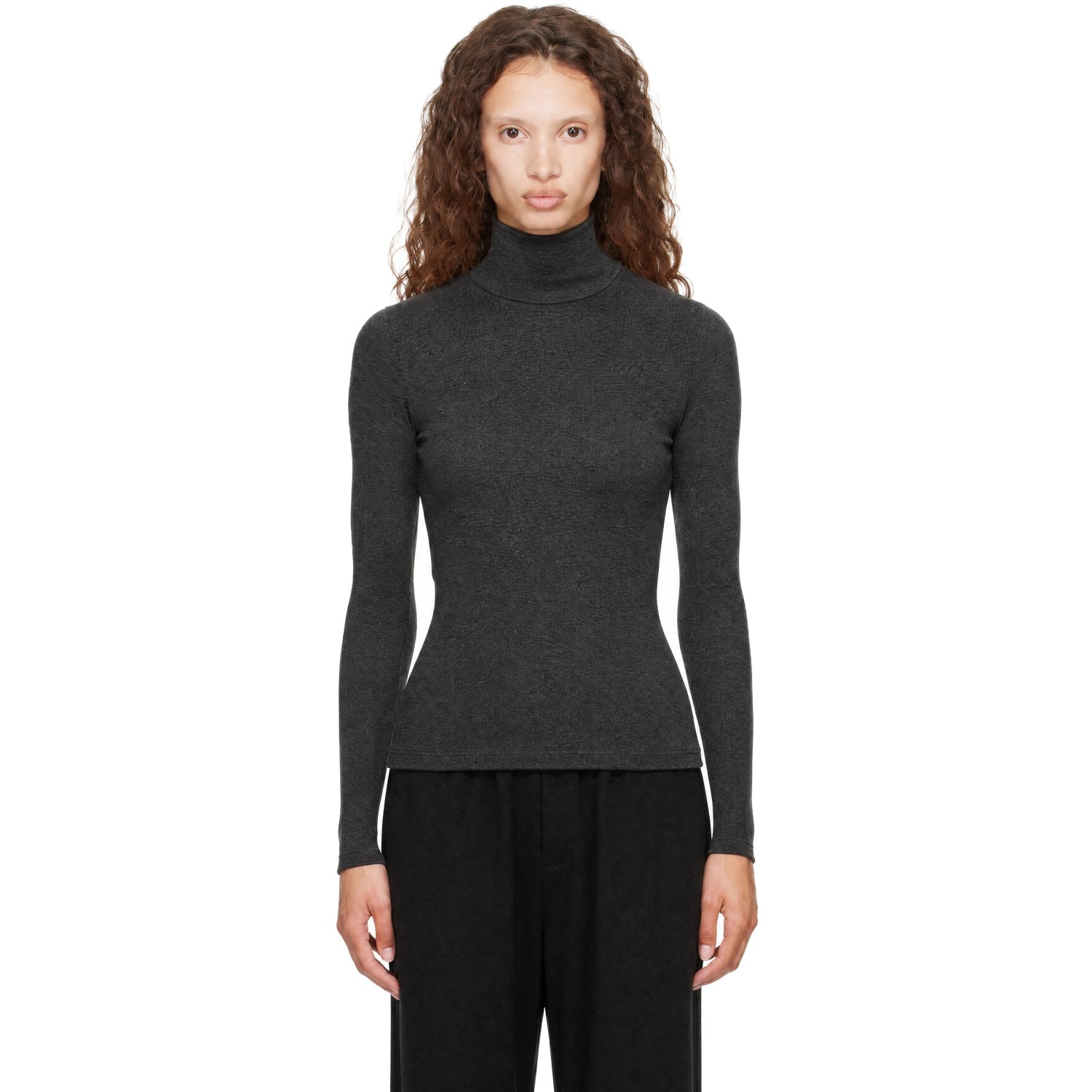 Leset Gray Lauren Long Sleeve Turtleneck In Animal Print