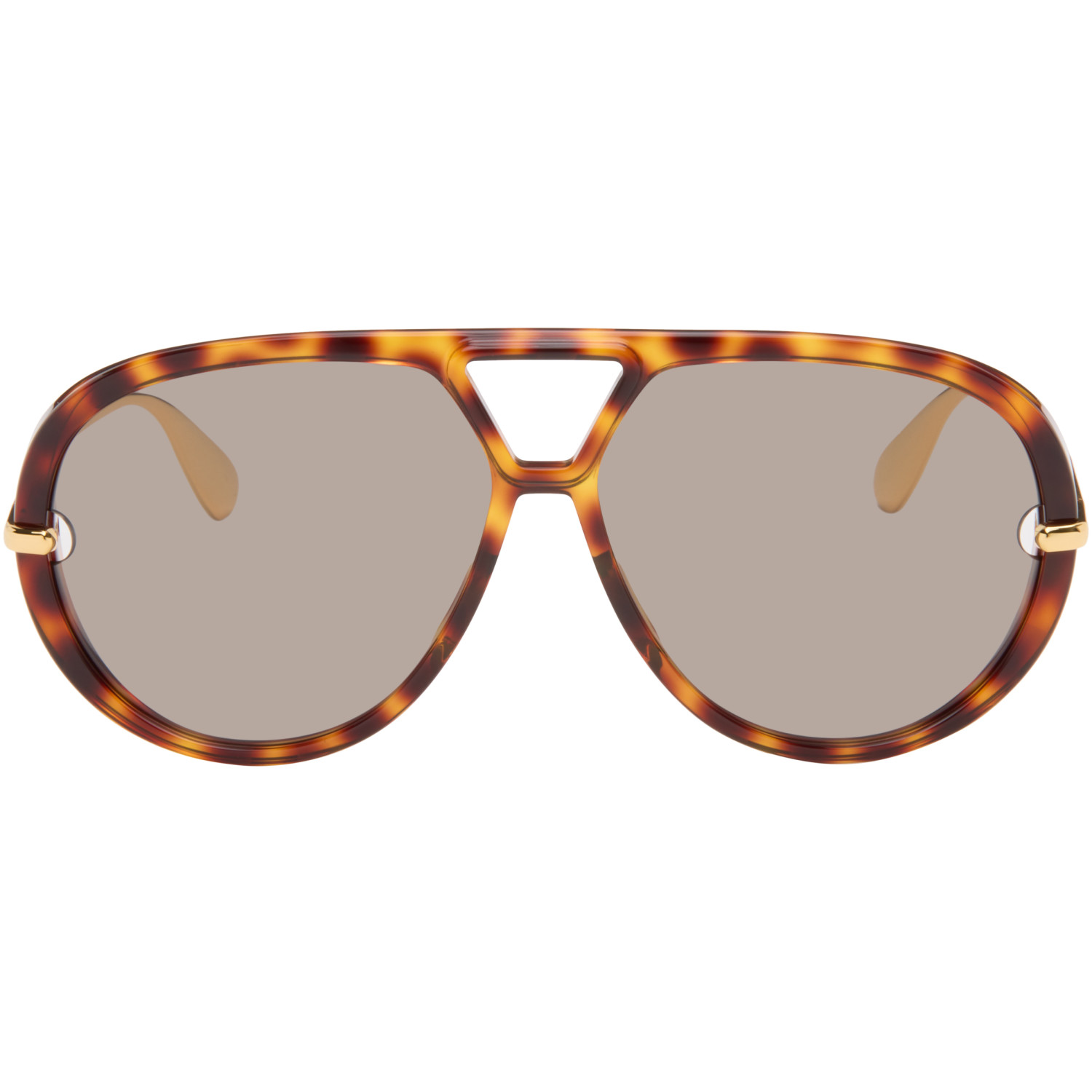 Bottega Veneta Brown & Gold Classic Aviator Sunglasses