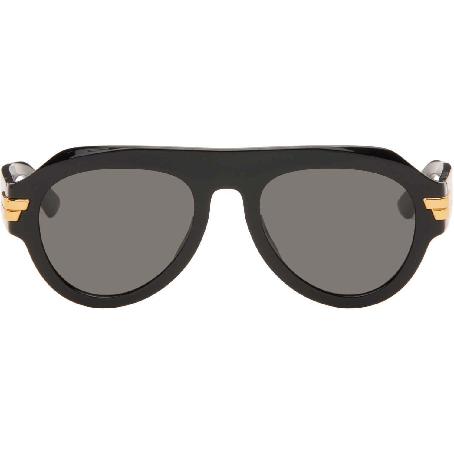 Bottega Veneta Black Mitre Aviator Sunglasses
