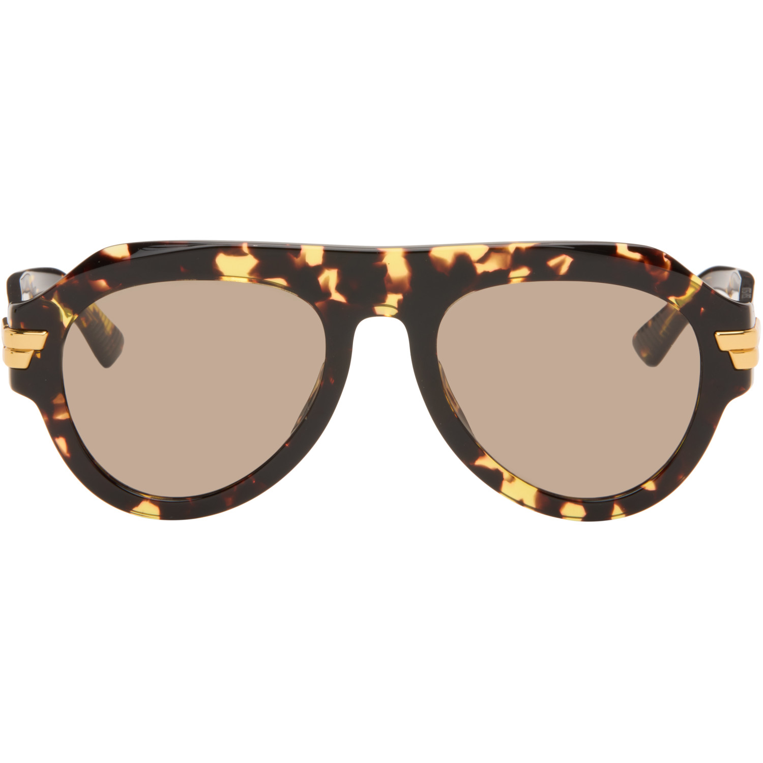 Bottega Veneta Brown Mitre Aviator Sunglasses