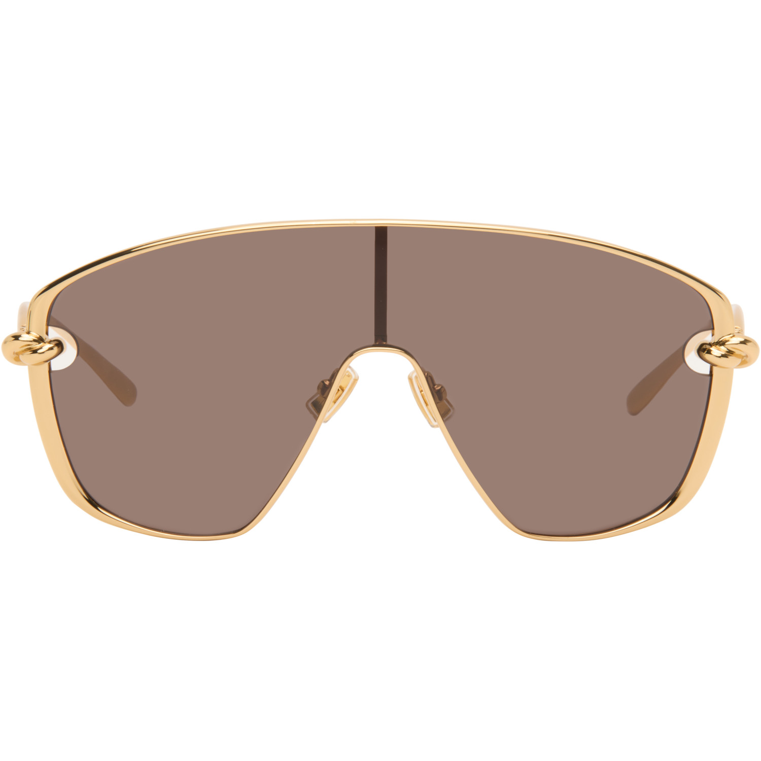 Bottega Veneta Gold Knot Shield Sunglasses
