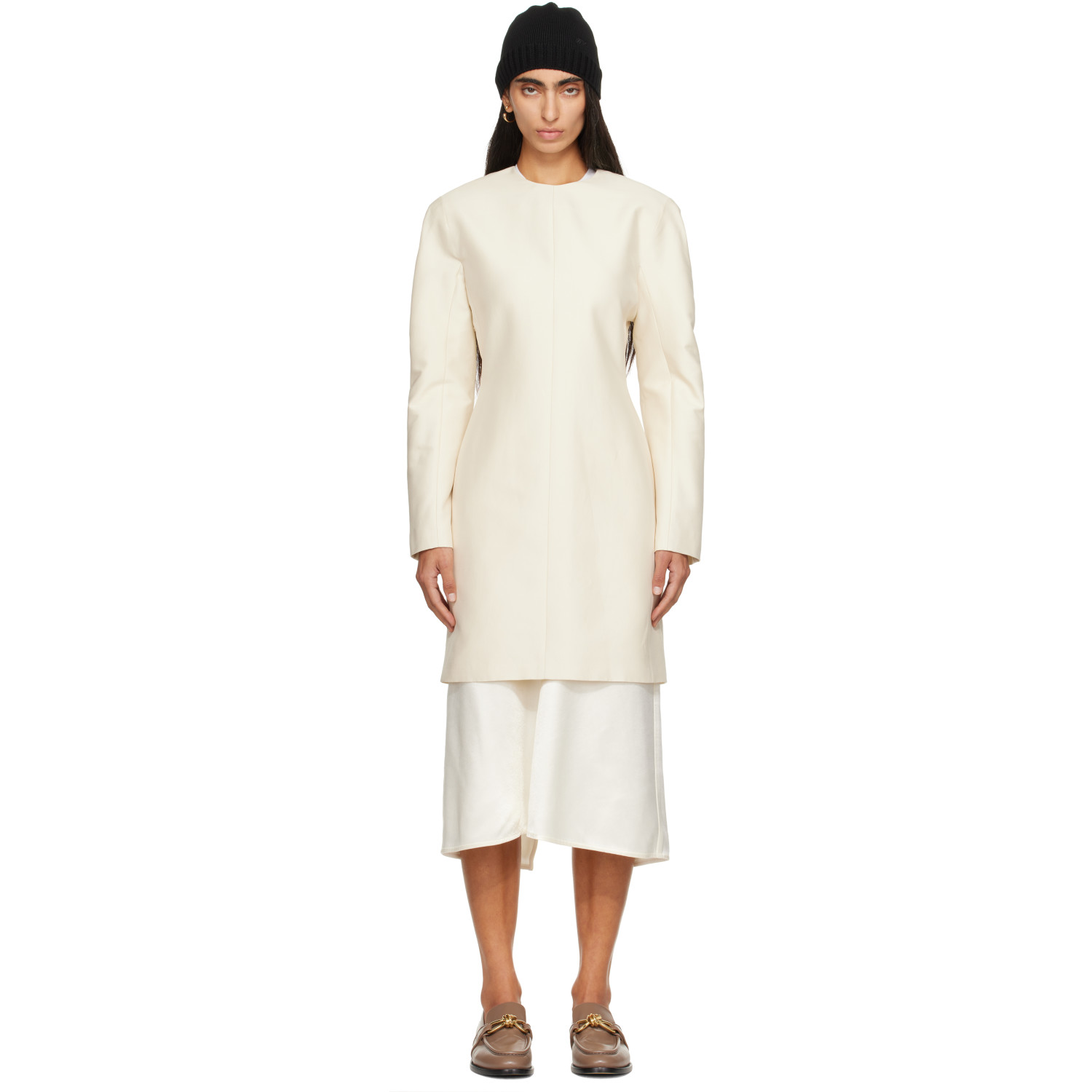 Bottega Veneta Off-White Cotton & Silk Toile Minidress