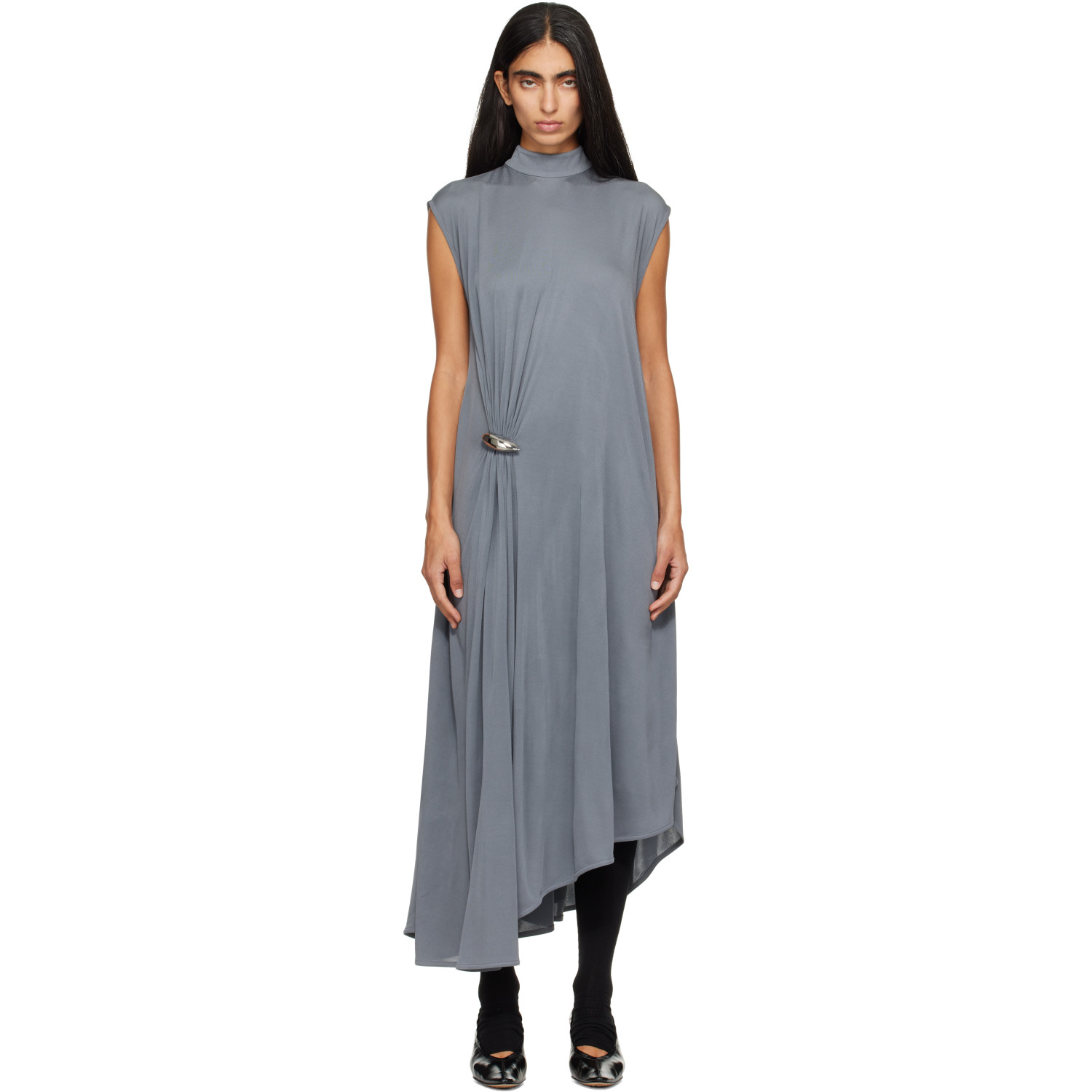 Bottega Veneta Gray Crepe Viscose Jersey Maxi Dress