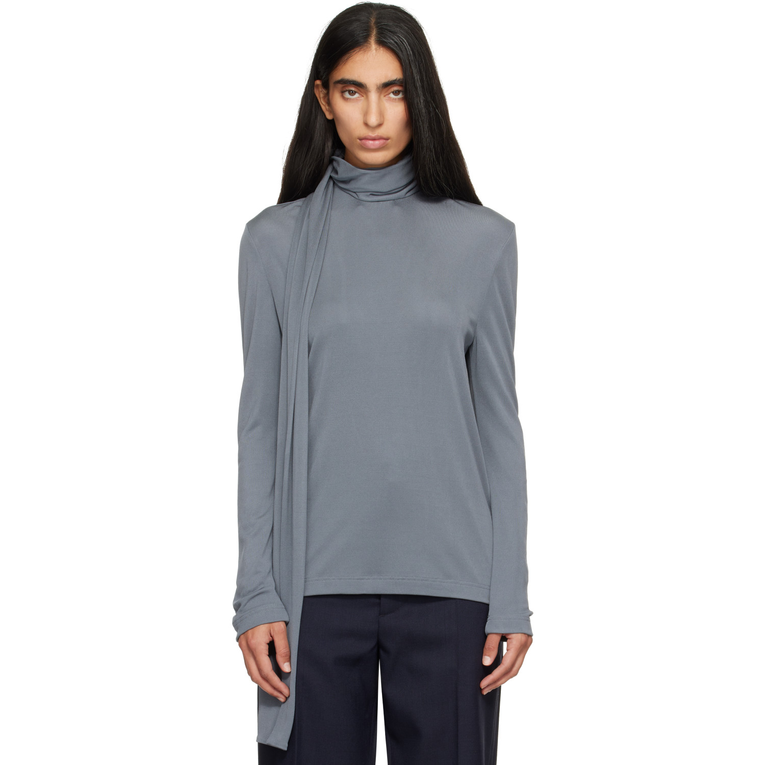 Bottega Veneta Gray Viscose Jersey Top