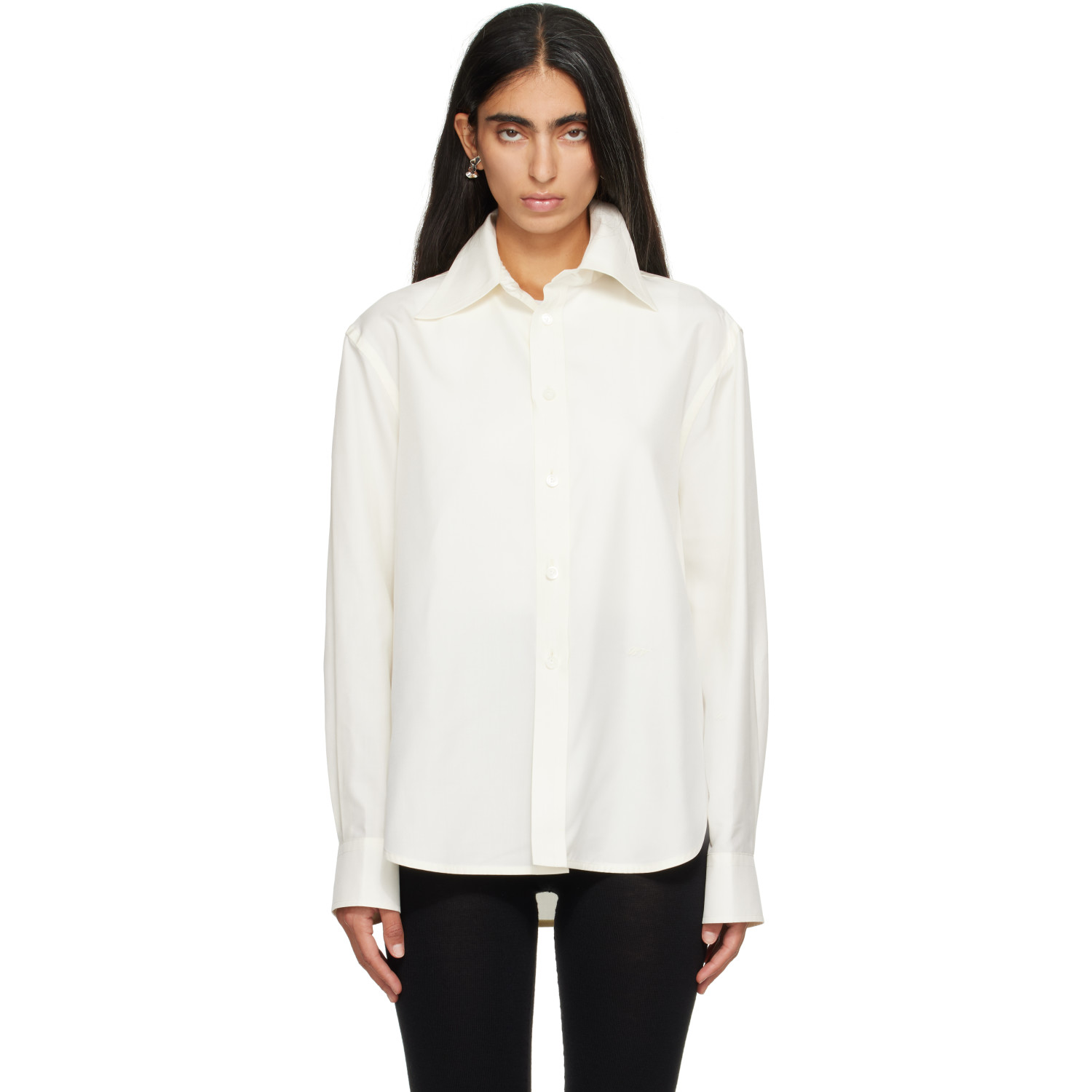 Bottega Veneta White Silk & Viscose Toile Shirt