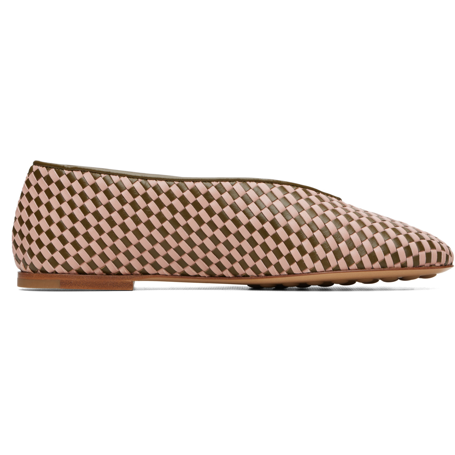 Bottega Veneta Pink & Khaki Rosa Ballerina Flats