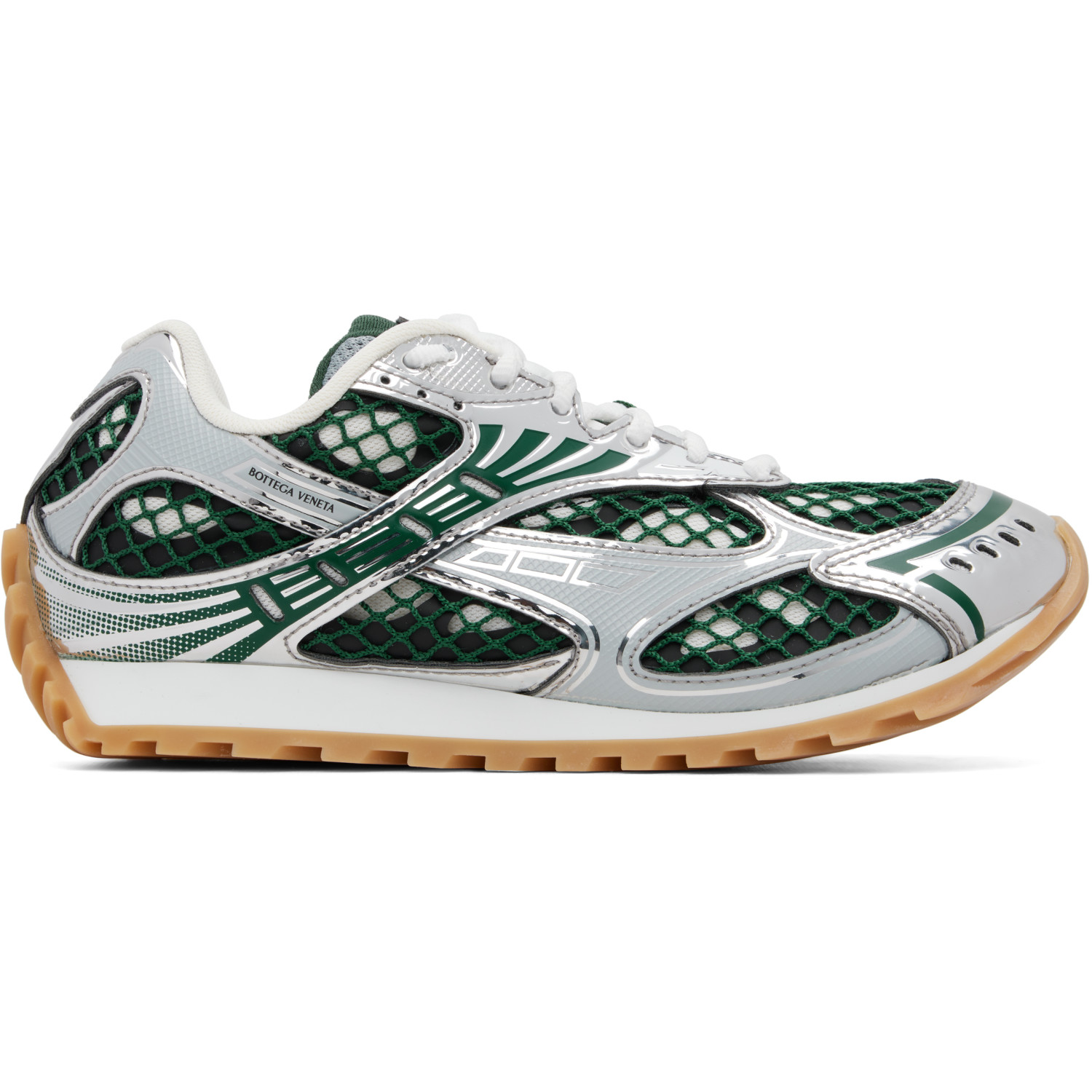 Bottega Veneta Silver & Green Orbit Sneakers
