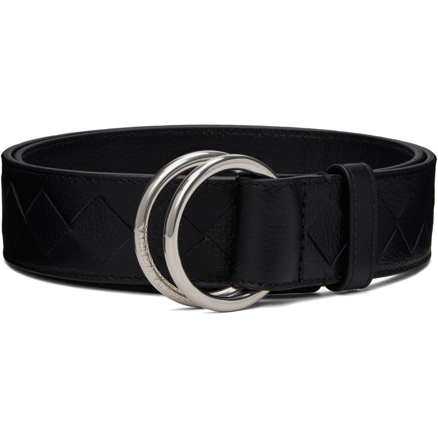 Bottega Veneta Black D-Ring Pebble Calf Belt