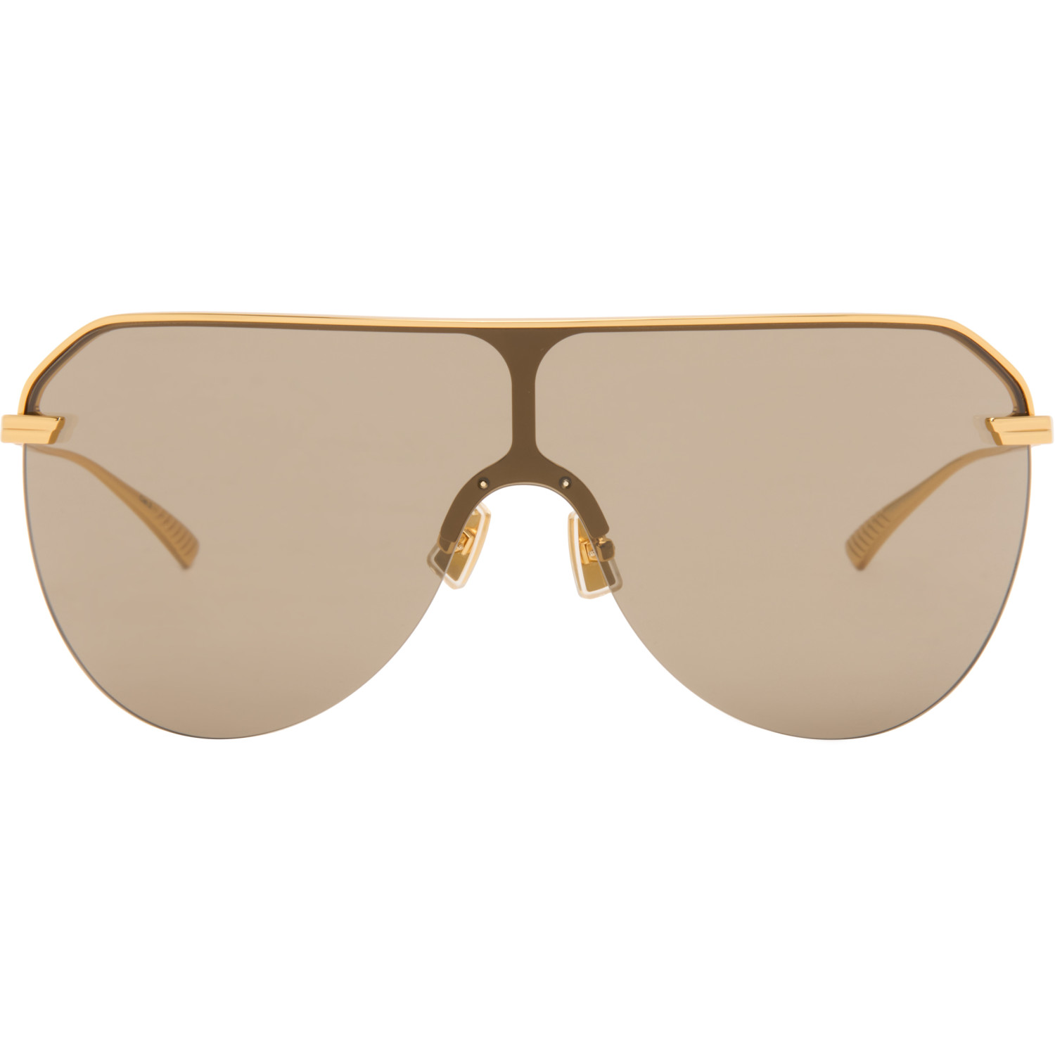 Bottega Veneta Gold Long Ribbon Shield Sunglasses