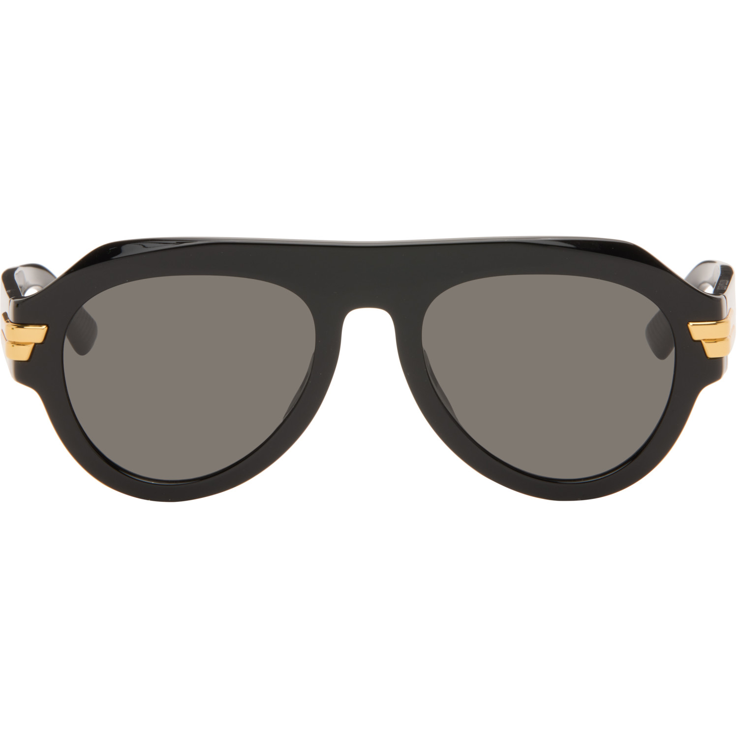 Bottega Veneta Black Mitre Aviator Sunglasses