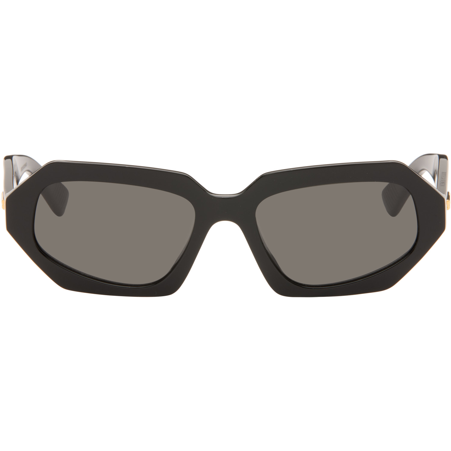 Bottega Veneta Black Classic Oval Sunglasses