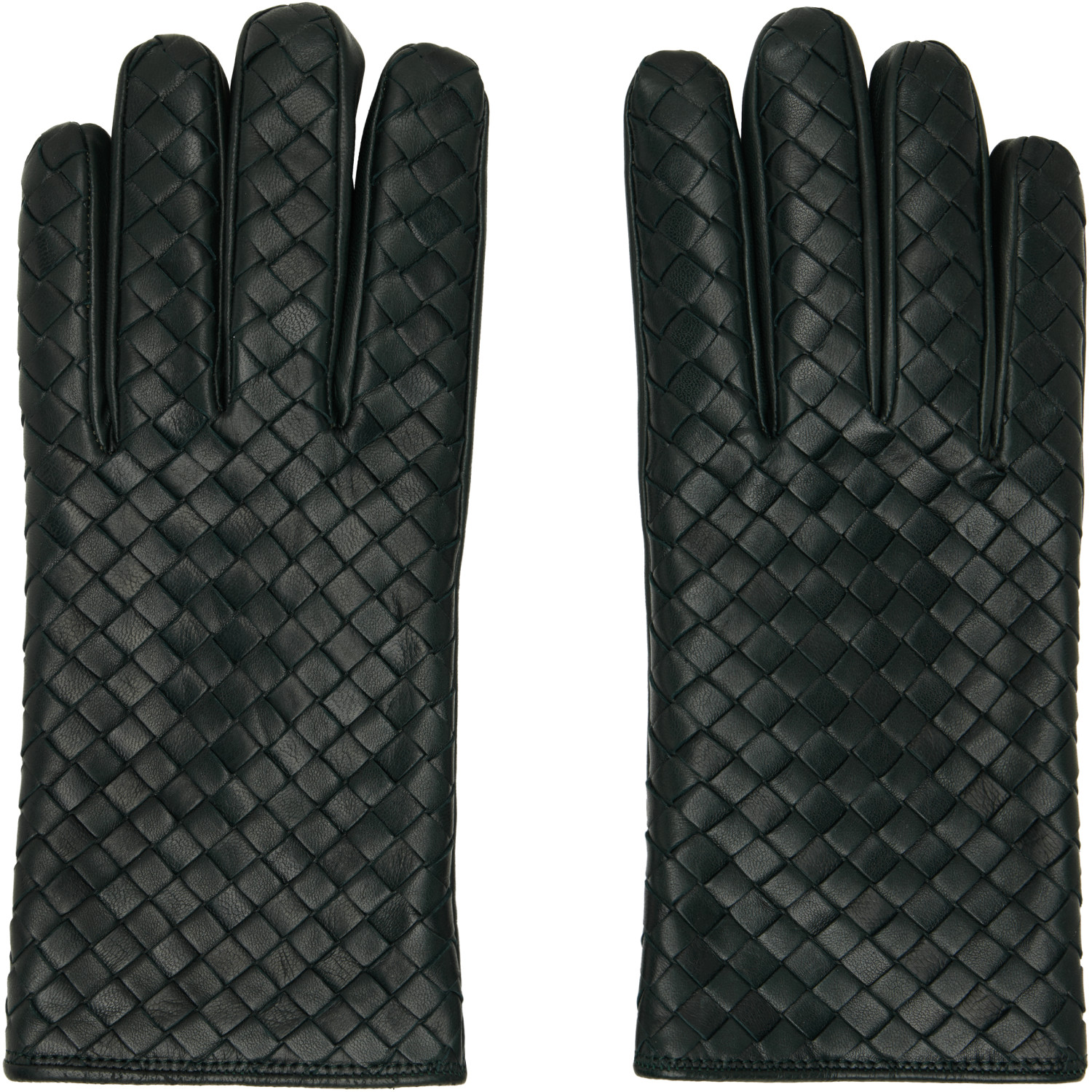Bottega Veneta Green Intrecciato Leather Gloves