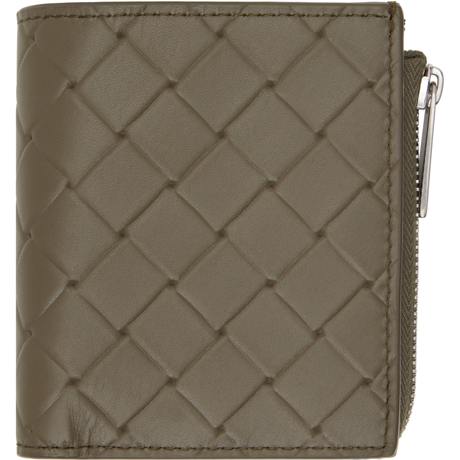Bottega Veneta Khaki Intrecciato Stamp Bi-Fold Wallet