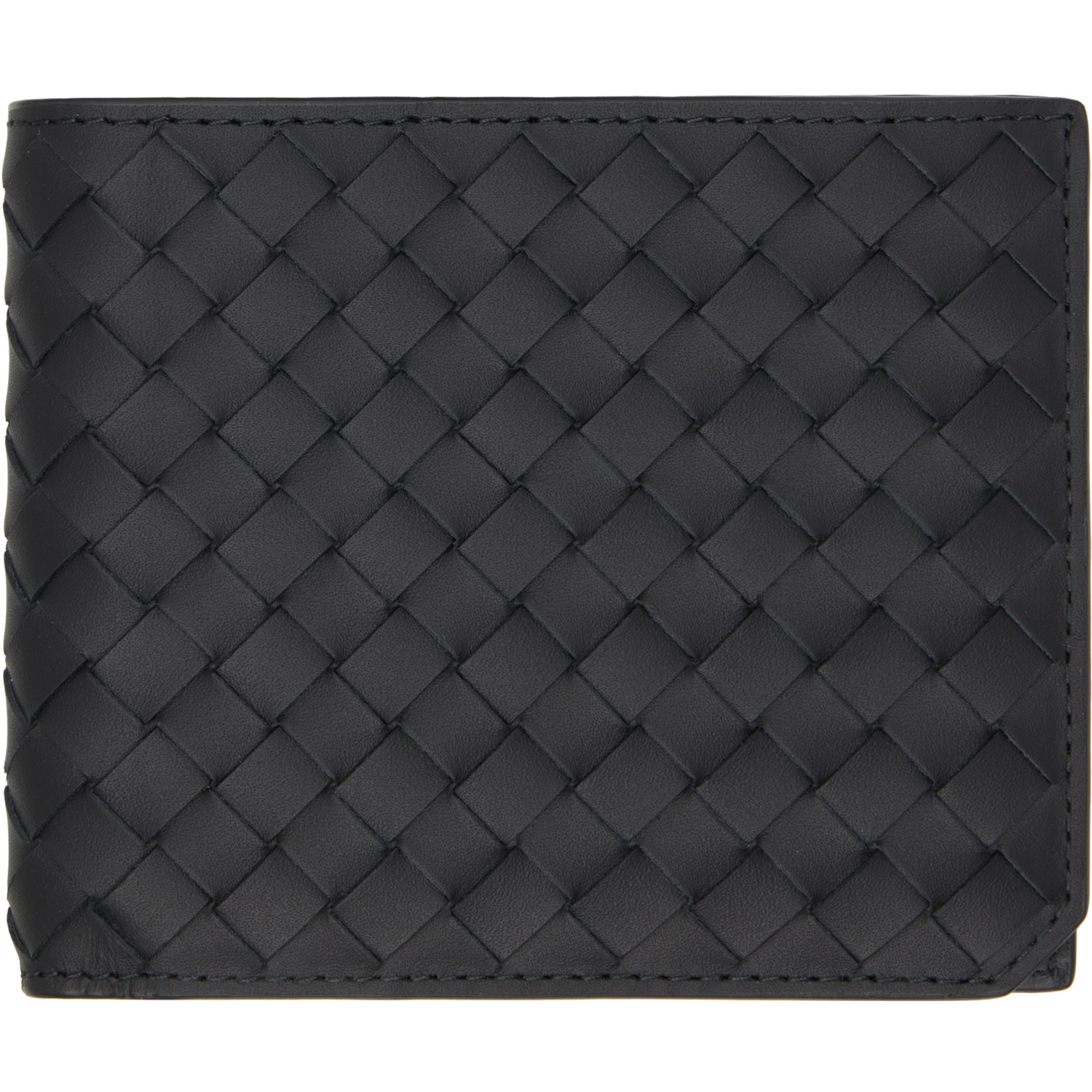 Bottega Veneta Black Intrecciato Piccolo Bi-Fold Wallet