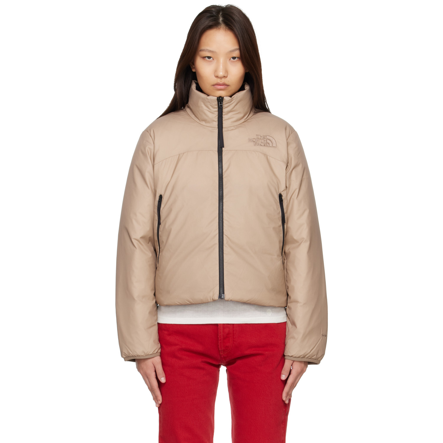 The North Face Beige & Black Pertex Nuptse Reversible Down Jacket