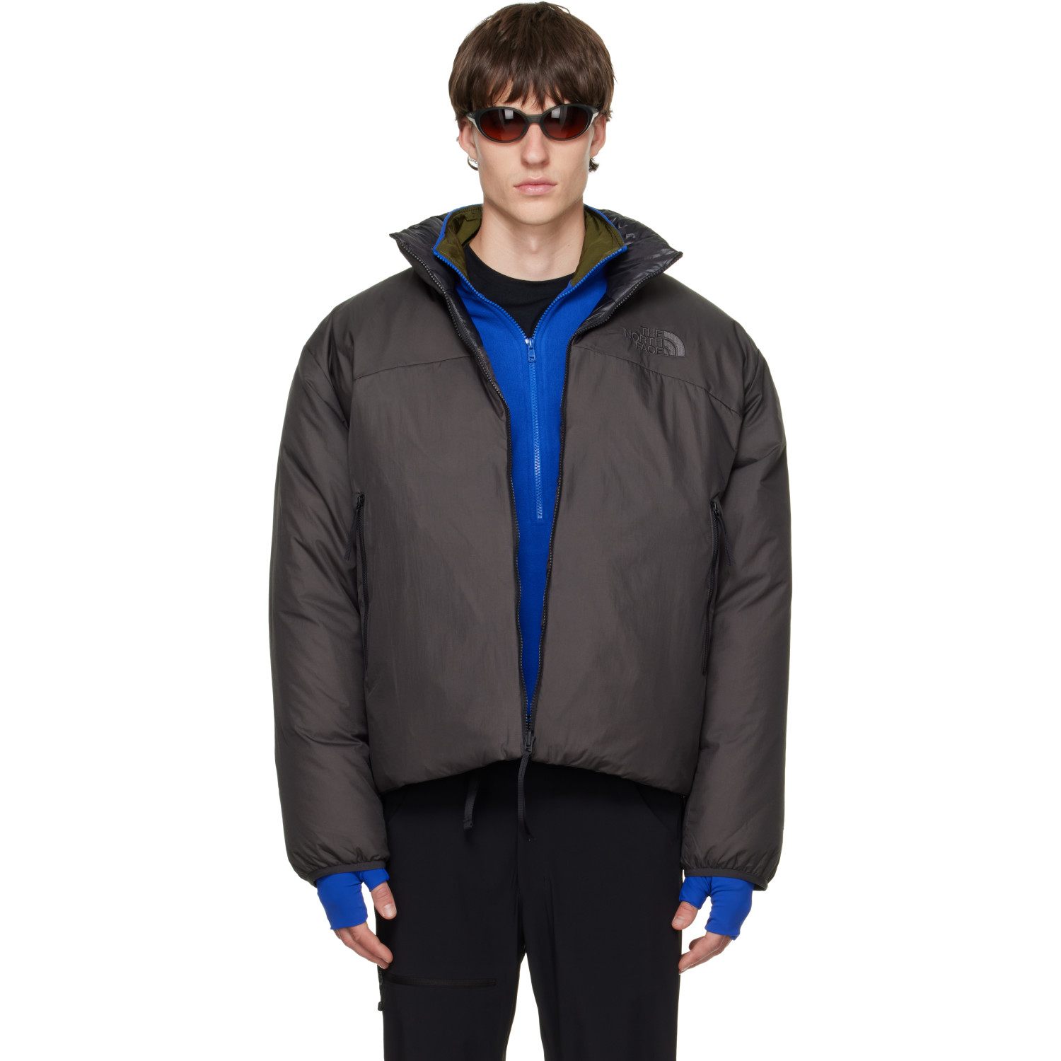 The North Face Gray Pertex Nuptse Reversible Down Jacket