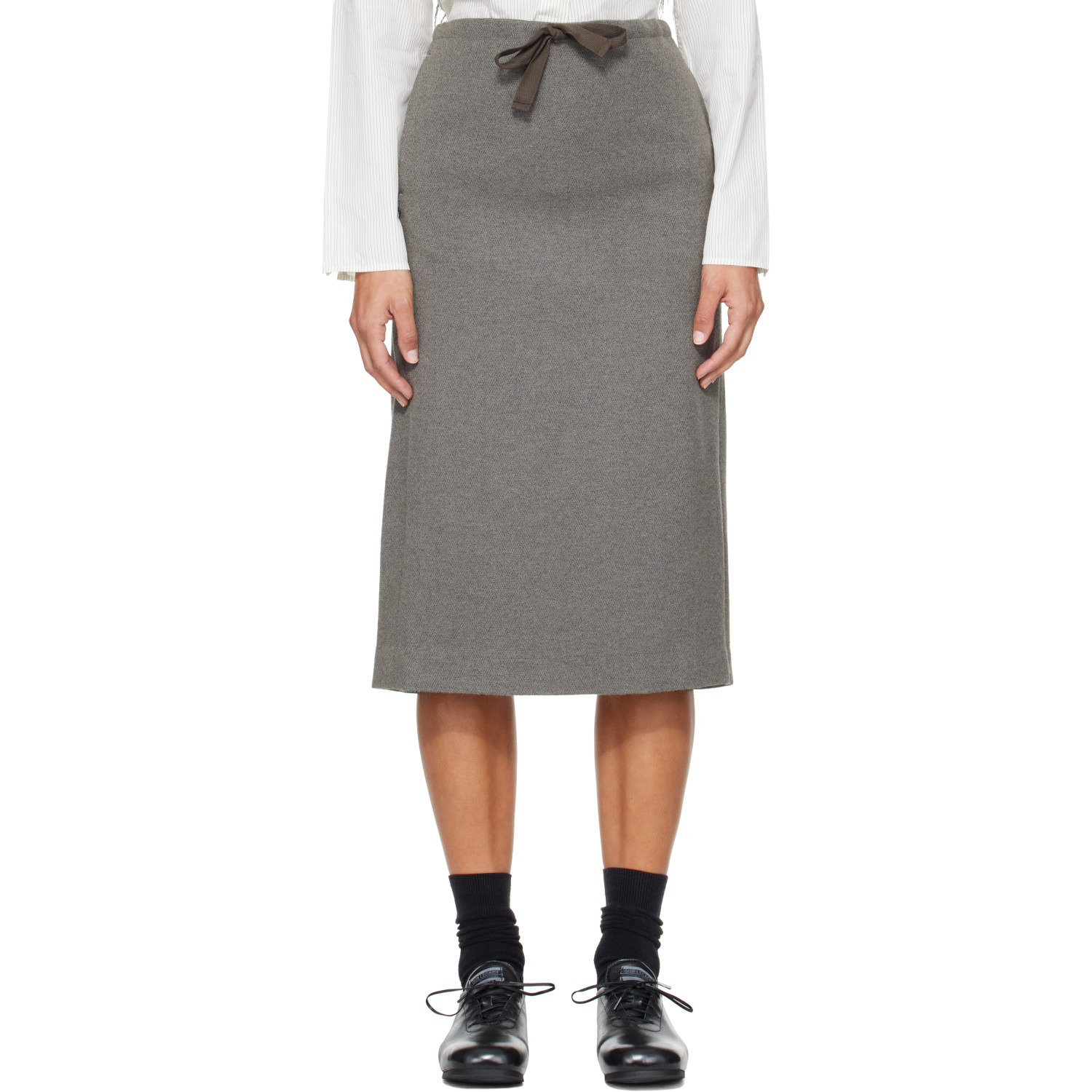 OUR LEGACY Gray Crush Midi Skirt
