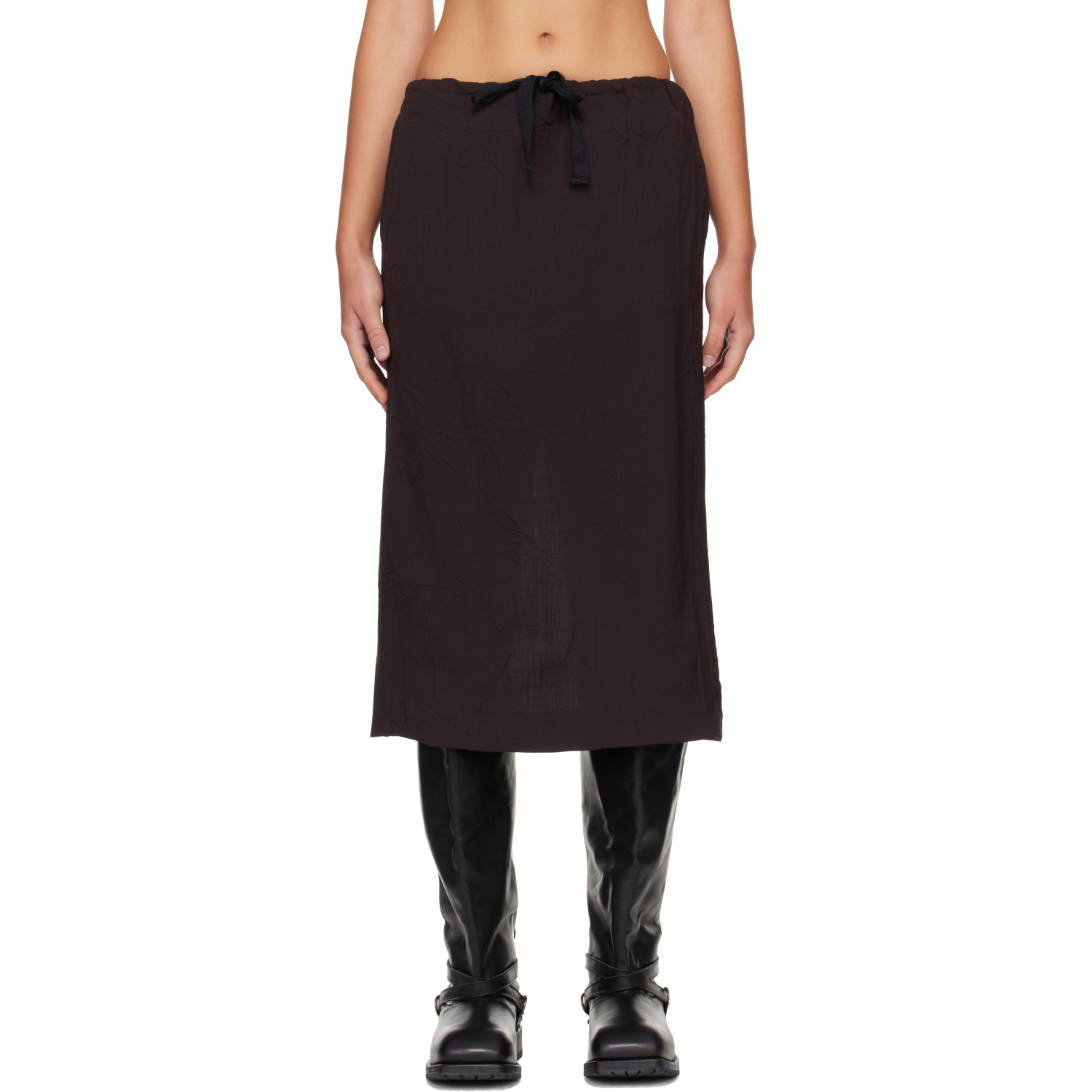 OUR LEGACY Brown Crush Midi Skirt