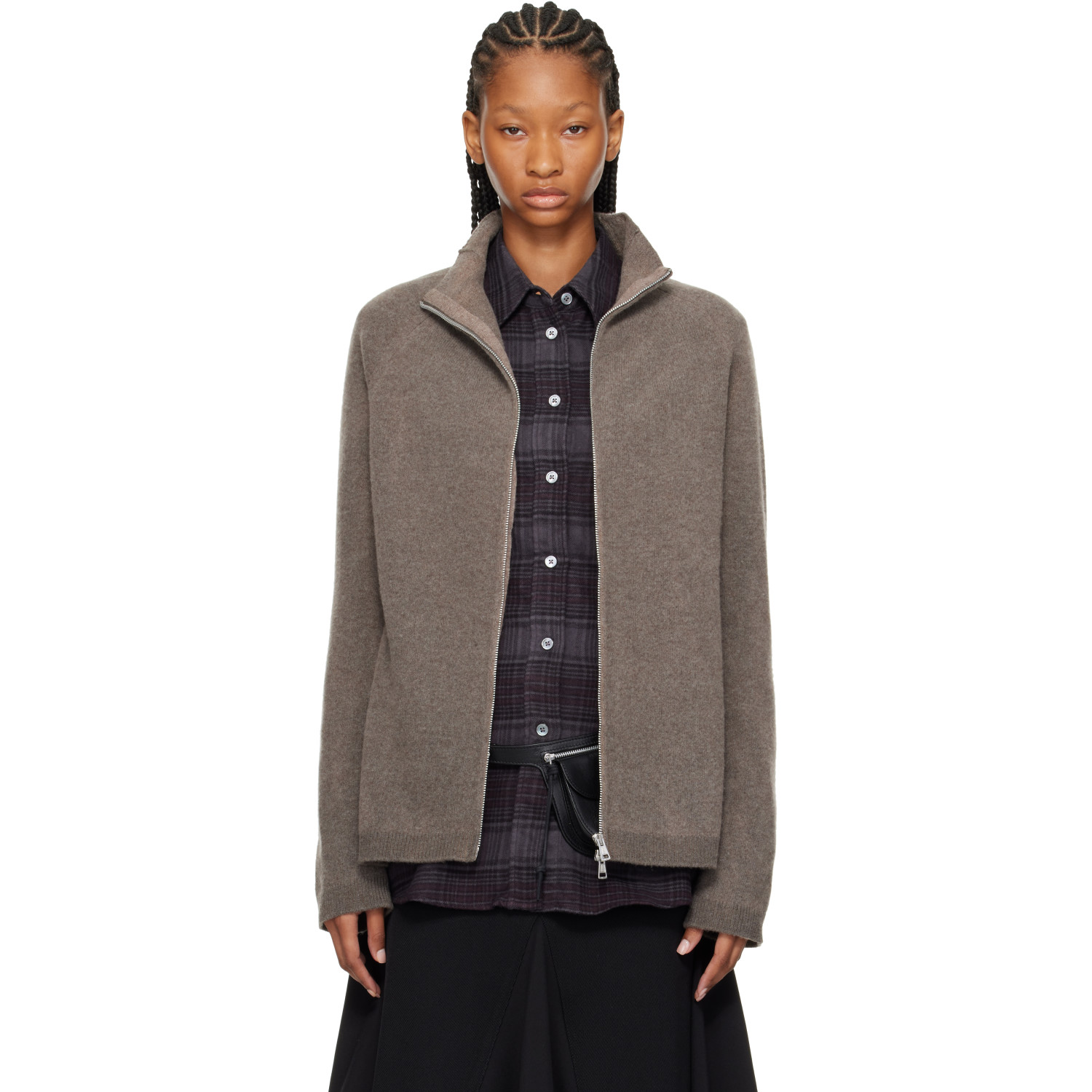 OUR LEGACY Taupe Dash Zip Sweater