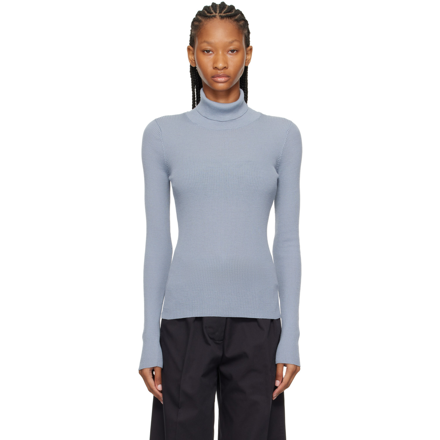 OUR LEGACY Blue Slim Funnel Turtleneck