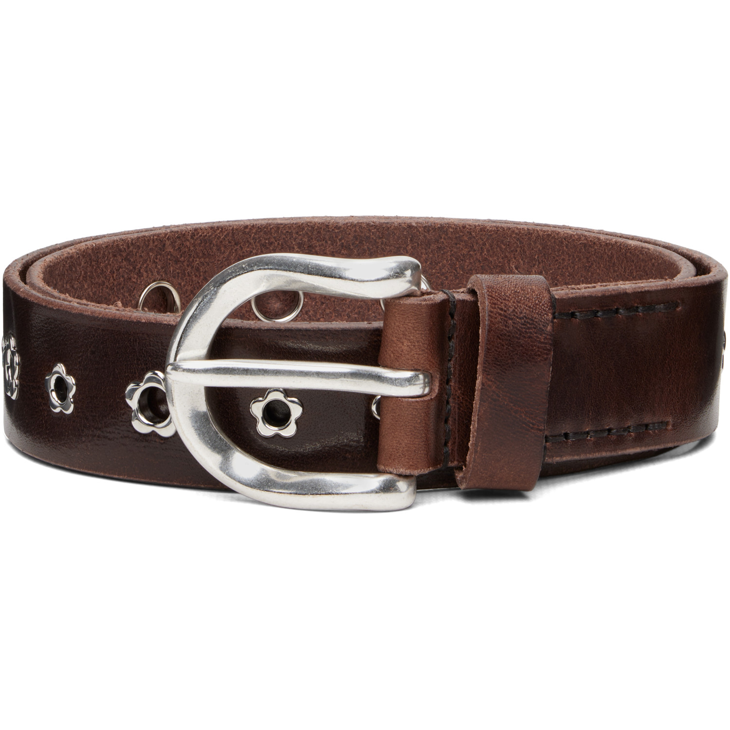 OUR LEGACY Brown 3.5cm Flower Belt