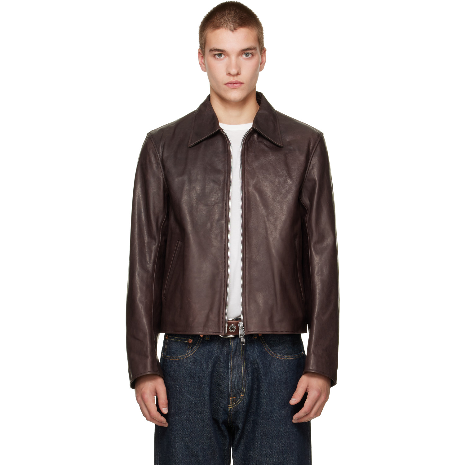 OUR LEGACY Brown Leather Mini Jacket